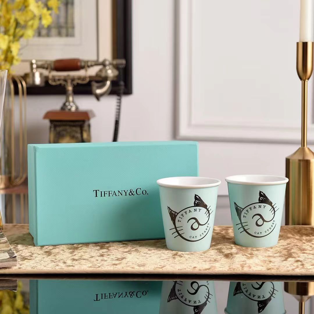 TIFFANY & Co. Ceramic Couple Mug Bone China, Tiffany small mug set